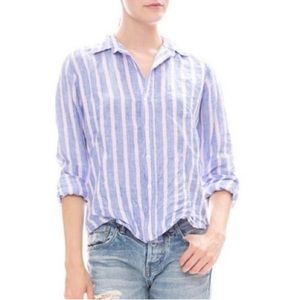 Frank & Eileen • Barry Linen Button-Up Shirt in Vintage Blue and Pink Stripe